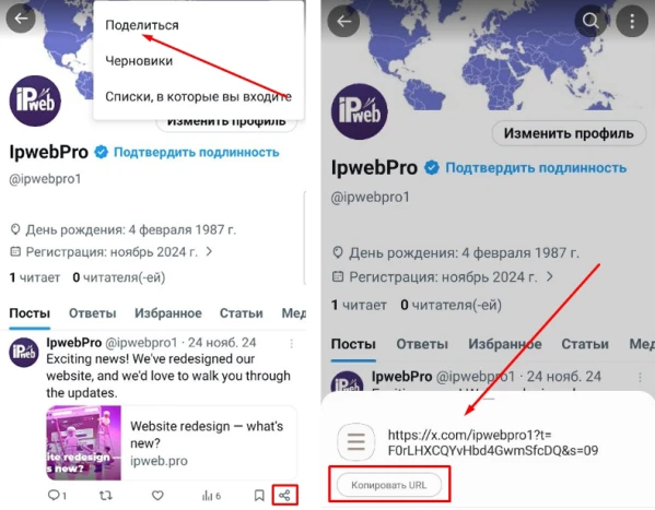 X.com: просмотр поста/профиля - 2
